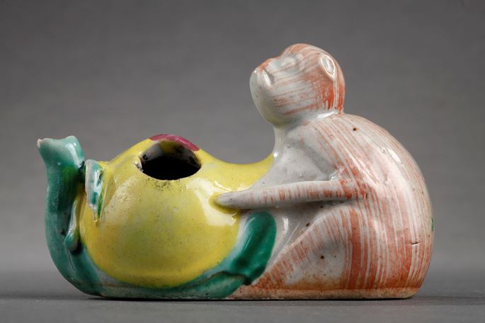 Water dropper porcelain monkey figure with longevity peach | MasterArt